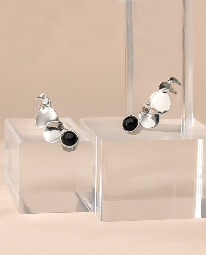 Aretes Giverny con Onix en Plata