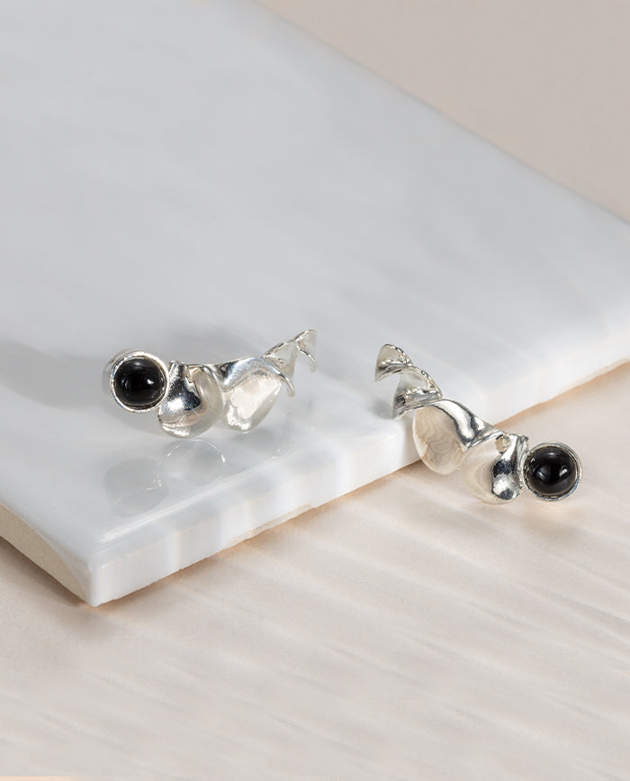 Aretes Giverny con Onix en Plata