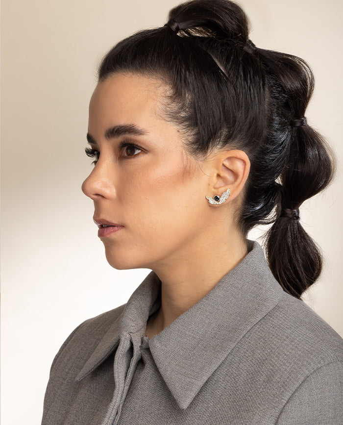 Aretes Valerie con Onix en Plata