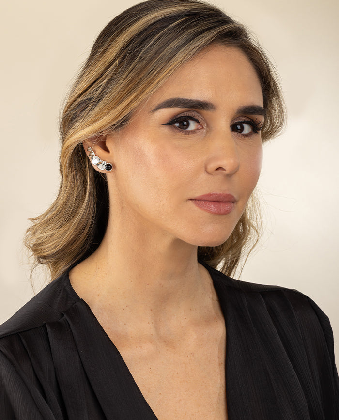 Aretes Giverny con Onix en Plata