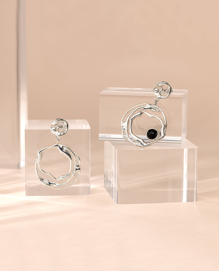 Aretes Stella con Onix en Plata