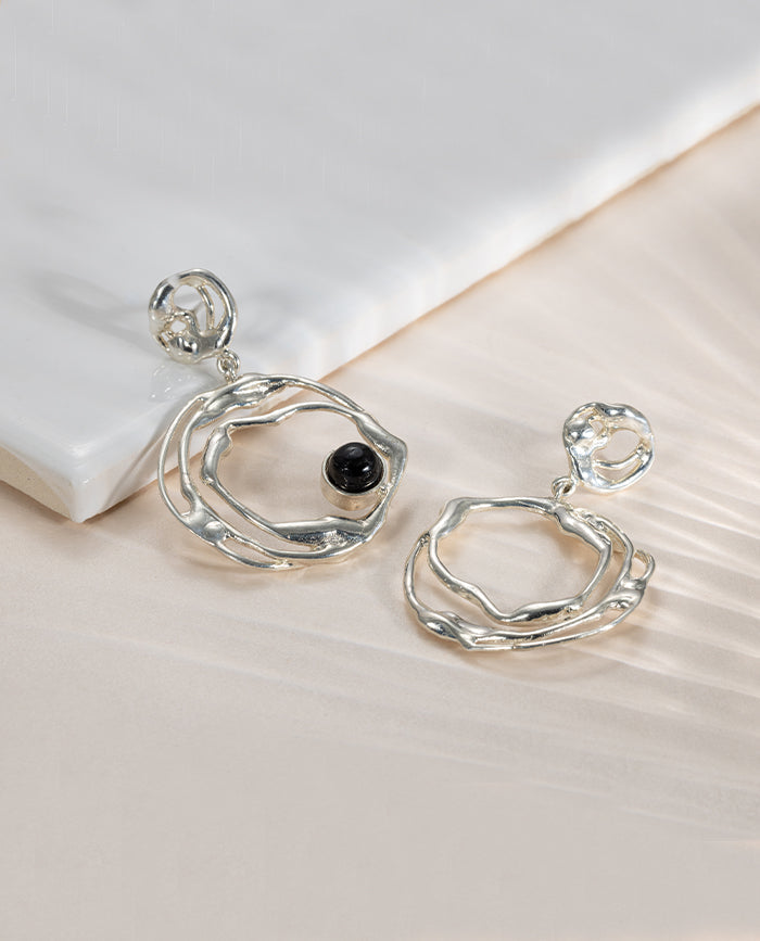 Aretes Stella con Onix en Plata