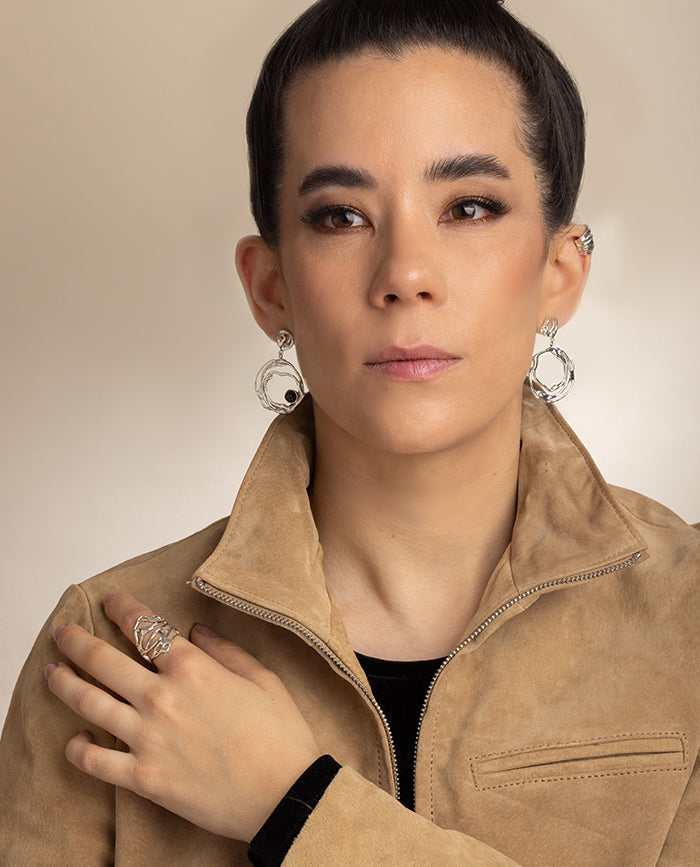 Aretes Stella con Onix en Plata