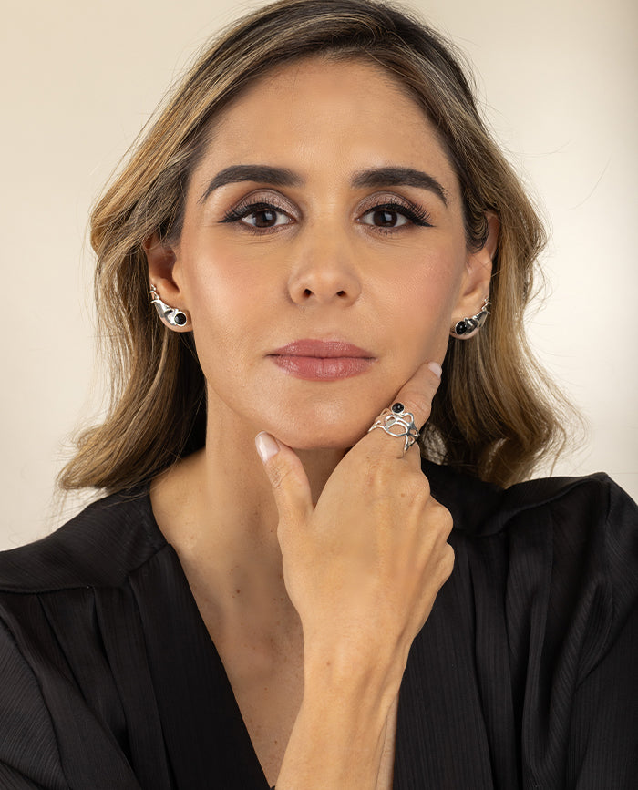 Aretes Giverny con Onix en Plata